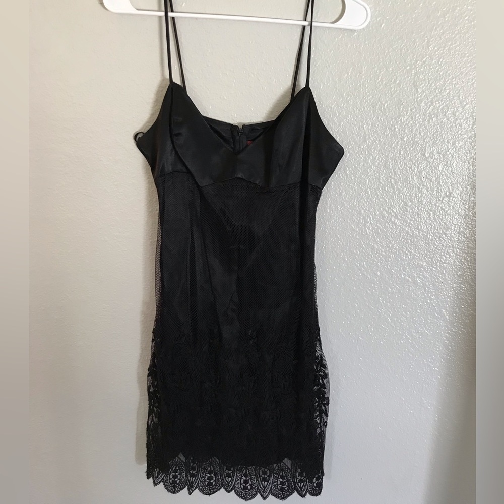 Georgette vintage sleeveless black dress size large